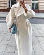 Elegant Wool Winter Coat for Women with Oversized Lapel and Double Breasted Closure 0