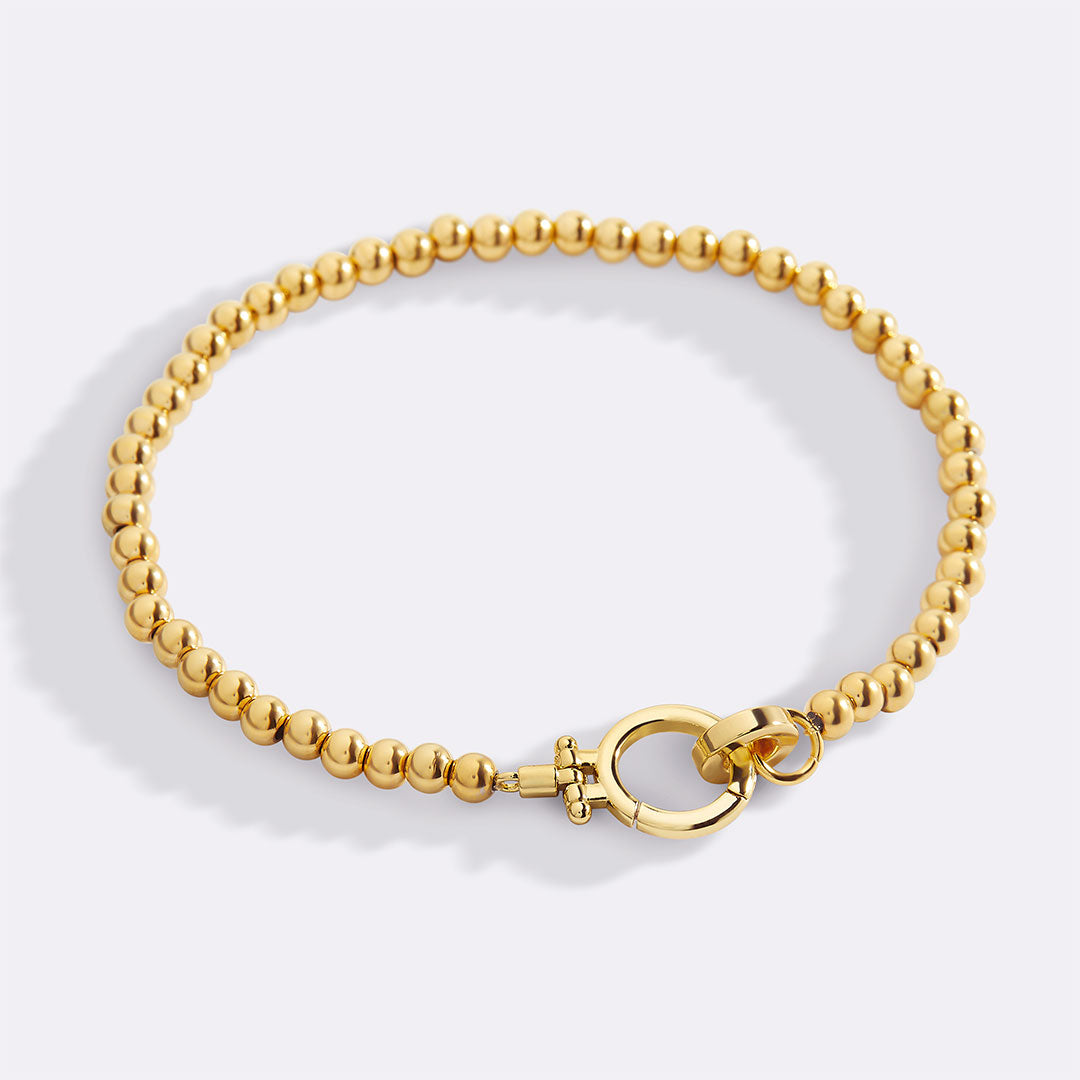 Mint Charm Bracelet with Elegant Gold Beads and Unique Clasp 0