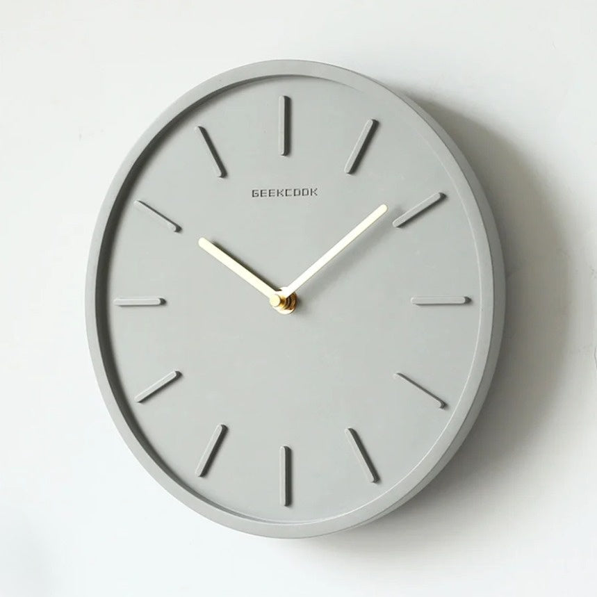 Modern Cement Wall Clock with Metal Pendulum | Scandinavian Wall Clock Decor 0