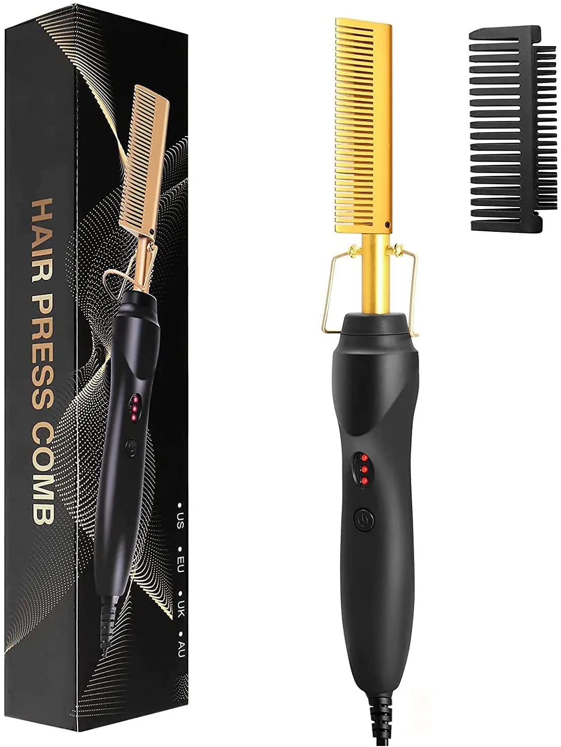 Portable Electric Hair Styling Comb by HeatMaster | 2-in-1 Hot Comb and Straightener 0